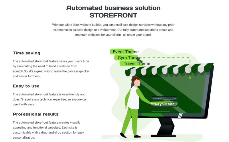 Storefront white label website platform solution